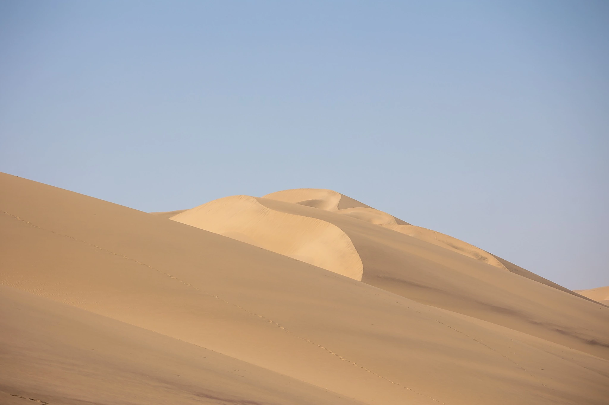 Große goldene Sanddünen nahe Sandwich Harbour an Namibias Atlantikküste