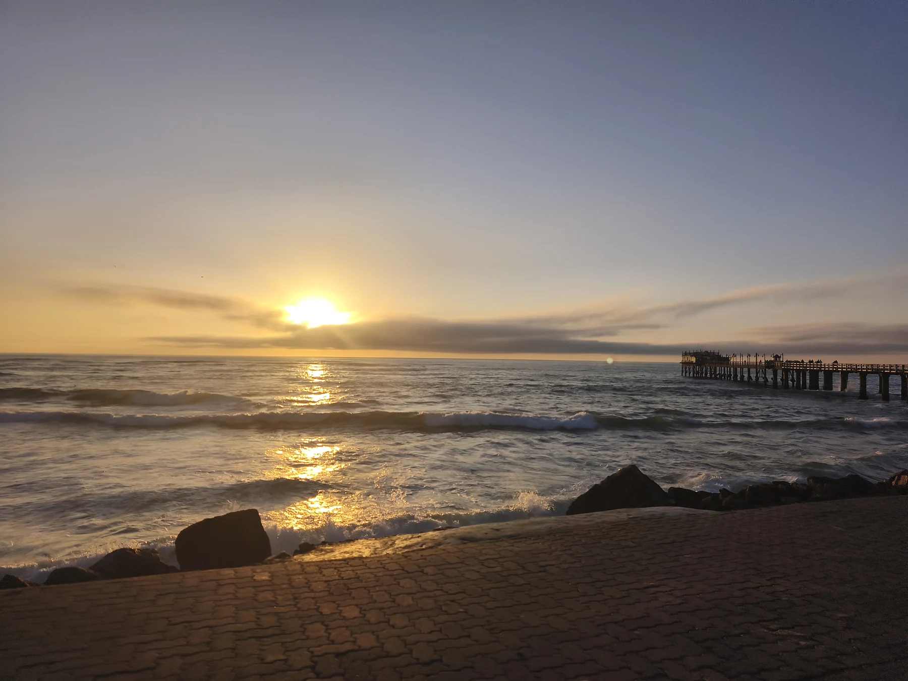 Sunset over Swakopmund pier and the Atlantic Ocean
