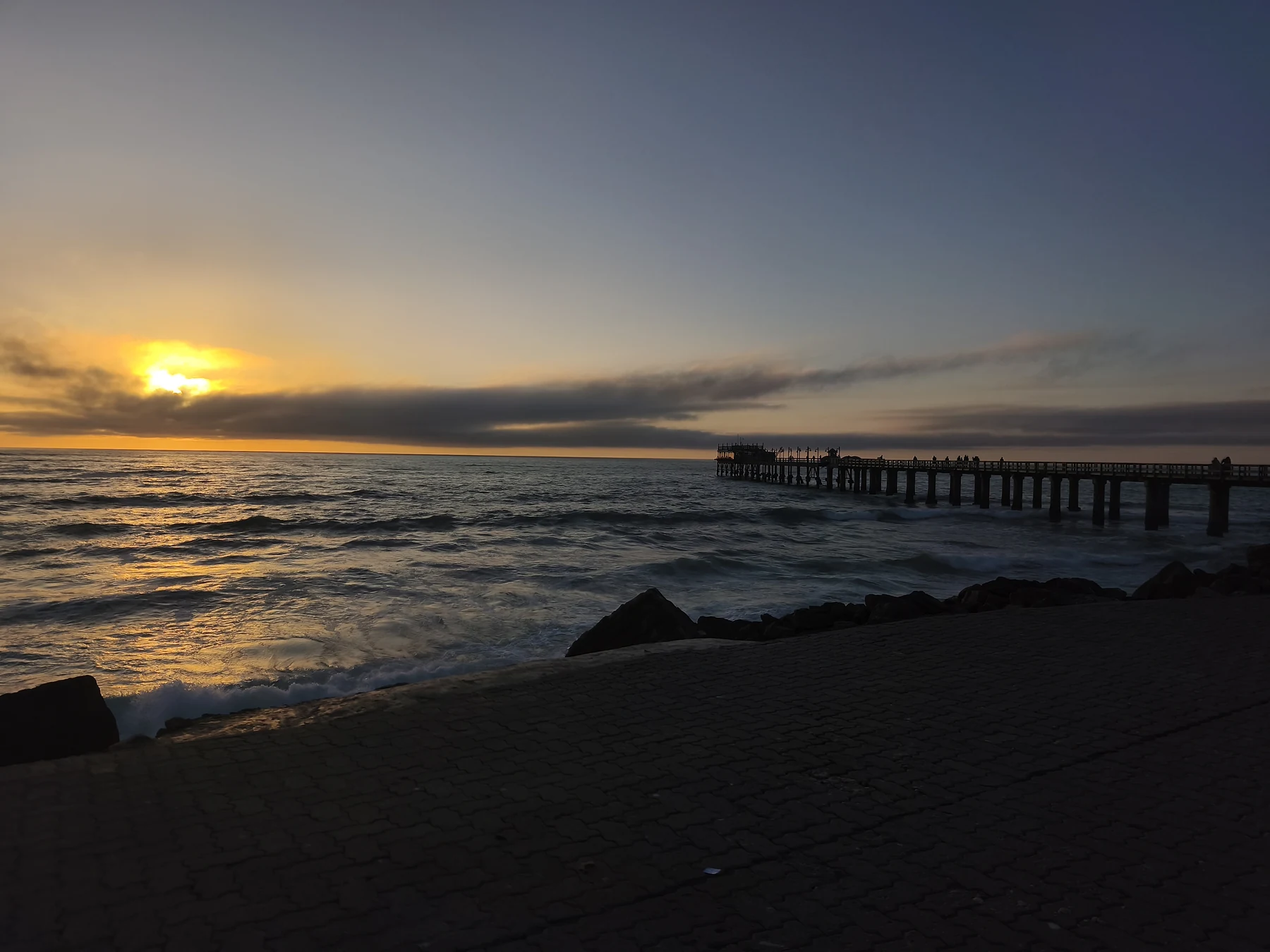 Evening light fading over the Namibian Atlantic coast