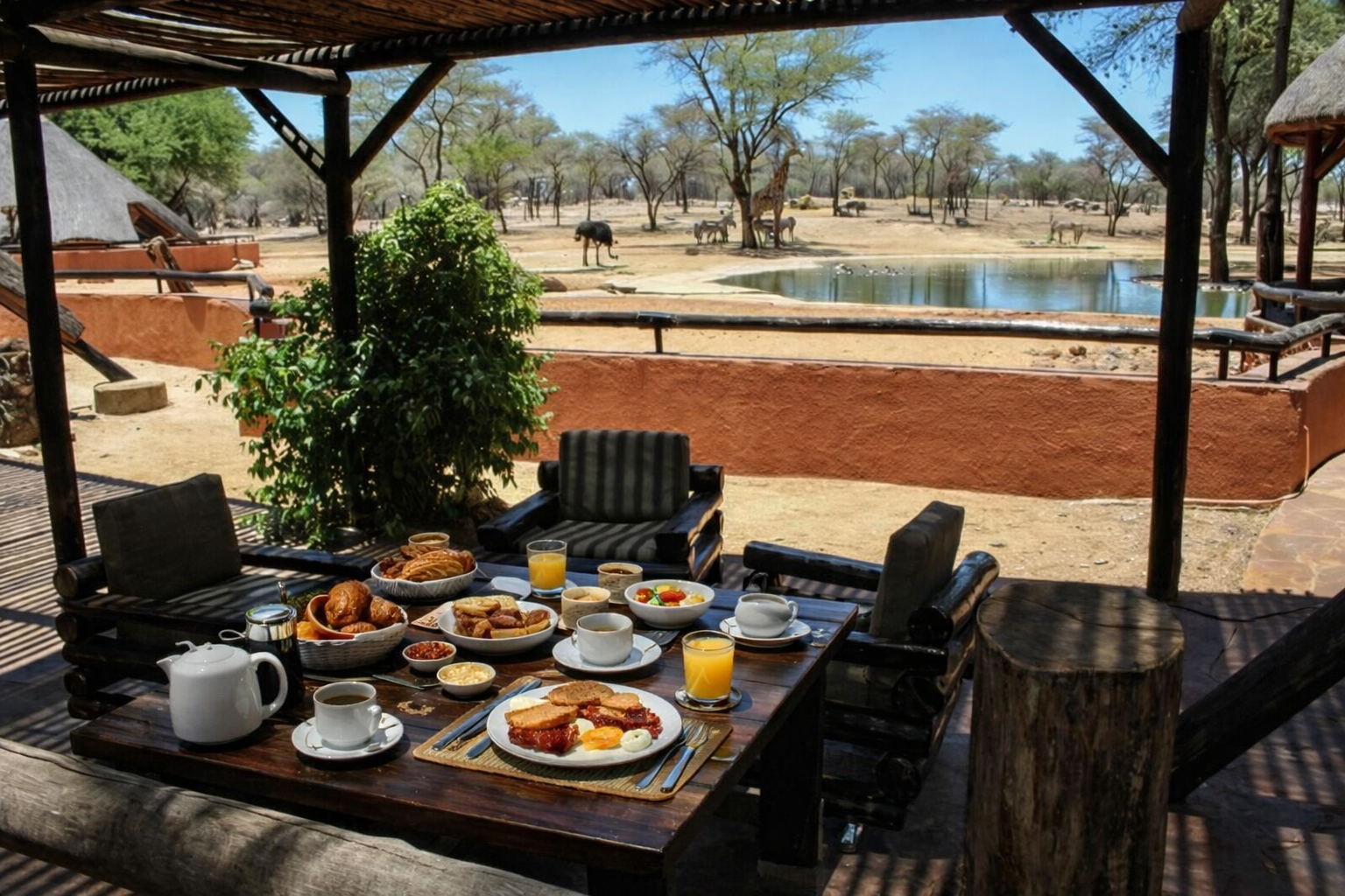 Breakfast at Omaruru Game Lodge, Namibia